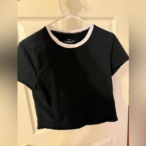 Size large Abercrombie baby tee black with white trim